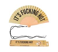 Fisura - Original Folding Fan with F*cking Hot Message. Modern, Colourful Wooden Fan with Golden Glitter. Hanger included. Size: 42.5 x 23 cm