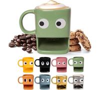 Fisura- Original Eyes Mug with Biscuit Holder Ceramic Mug with Biscuit Hole 240 ml Mug. (Green)