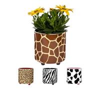 Fisura - Original Giraffe Flower Pot - Indoor Decorative Planter Pot with Legs for Cactus - Printed Ceramic Planter for Flowers and Succulents - 13 x 12.5 cm