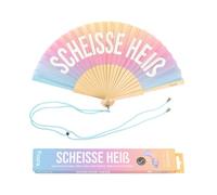 FISURA Original hand fan with the message "Sch*isse HeiÃ". Modern and funny wooden fan. Gradient. Fan with fan holder. Glow in the dark. Dimensions: 42.5 x 23 cm.