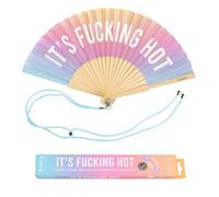 Fisura - Original Handheld Folding Fan with message f*cking hot gradient. Colourful wooden fan. Original holding Hand Fans. Birthday Gifts Wedding Party Decoration. Fan with hanger included