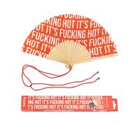 Fisura - Original Handheld Folding Fan with message in english. Funny wooden fan. Original holding Hand Fans. Birthday Gifts Wedding Party Decoration (Hot, black) (Hot, red pattern)