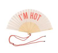 Fisura - Original Handheld Folding Fan with message in english. Funny wooden fan. Original holding Hand Fans. Birthday Gifts Wedding Party Decoration (Hot, black) (I'm hot, beige and red)