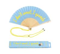 Fisura - Original Handheld Folding Fan with Message in English, Valentine Gifts for Her & him, Birthday & Wedding Party Decoration, Colourful Wooden Fan, Fan with Hanger Included