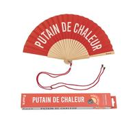 Fisura - Original Handheld Folding Fan with message p*tain de chaleur red. Funny wooden fan. Original holding Hand Fans. Birthday Gifts Wedding Party Decoration
