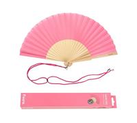 Fisura - Original Handheld Folding Fan with Pattern .Wooden Fan. Original Holding Hand Fans. Birthday Gifts Wedding Party Decoration. Fan with Hanger Included (Pink)