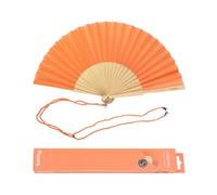 Fisura - Original Handheld Folding Fan with Pattern .Wooden Fan. Original Holding Hand Fans. Birthday Gifts Wedding Party Decoration. Fan with Hanger Included (Peach)