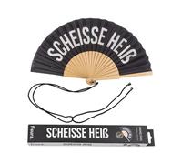 Fisura - Original handheld folding fan with the message in message in Italian and German wooden fan. Original holding Hand Fans. Fan with hanger included (Heir, black)