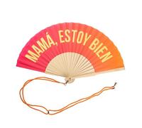 Fisura - Original handheld folding fan with the message in Spanish. Wooden fan. Original holding Hand Fans. Fan with hanger included (Mamá, pink gradient)