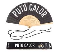 Fisura - Original handheld folding fan with the message in Spanish. Wooden fan. Original holding Hand Fans. Fan with hanger included (Calor, black)