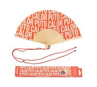 Fisura - Original handheld folding fan with the message in Spanish. Wooden fan. Original holding Hand Fans. Fan with hanger included (Calor, red pattern)