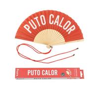 Fisura - Original handheld folding fan with the message in Spanish. Wooden fan. Original holding Hand Fans. Fan with hanger included (Calor, red)