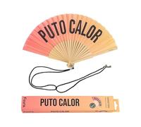 Fisura - Original handheld folding fan with the message in Spanish. Wooden fan. Original holding Hand Fans. Fan with hanger included (Calor, red gradient)
