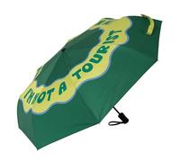Fisura Original "I'm not a tourist" green folding umbrella for women small automatic travel size windproof 96 cm open diameter