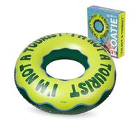 Fisura - Original Inflatable Pool Float “I’m Not a Tourist” Green - 105 cm Swim Ring with Safety Valve for Quick Inflate & Deflate, Durable Summer Lilo for Pool or Beach Holidays