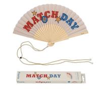 Fisura - Original “Match Day” Message Folding Fan, Modern and Colourful Folding Handheld Fan, Red & Blue Design for Wedding, Rave, Festival - Includes Strap. Size: 42.5 x 23 cm