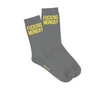 Fisura - Original Men's Grey "F****** Monday" Socks. Pattern Socks for Gift. Long Socks. Composition: Cotton and Polyester. Size: 41-45.