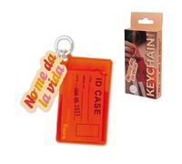 Fisura Original Metal Keyring with Card Holder and Message "Doesn't Give Me Life" - Pink and Orange Women's Keyring - Original Card Holder - Gift for Women on Mother's Day or Birthday