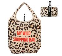 Fisura - Original My Wild foldable shopping bag, reusable shopping bag made of fabric with 12 litres, foldable and elastic strap closure, with carabiner, handles 24 cm