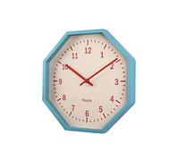 FISURA - Original octagonal blue wall clock. Modern wall clock kitchen. Non ticking wall clock 30 centimetres diameter. ABS and Glass. 1 AA Battery.