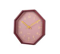 Fisura Original Octogonal Red Wall Clock, Modern Kitchen Clock, Bordeaux Wall Clock, 30 cm Diameter, ABS and Glass, 1 AA Battery