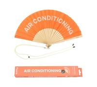 Fisura - Original orange handheld folding fan with “air conditioning”. Colorful wooden fan, perfect for gifts, wedding party decoration. Hanger included.