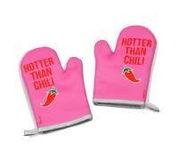 Fisura Original Oven Mitts "Hotter Than Chili" 2 Oven Mitts for Cooking. Printed BBQ Gloves. Heat Resistant Oven Gloves with Hanging Loop.