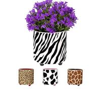 Fisura - Original Plant Pot Zebra Design - Decorative Indoor Ceramic Planter with Legs for Cactus & Succulents, Animal Print Flower Pot, Gift Idea, 13 x 12.5 cm