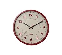 Fisura - Original red wall clock. Modern wall clock kitchen. Bordeaux wall clock. Non ticking wall clock 30 centimetres diameter. ABS and Glass. 1 AA Battery.
