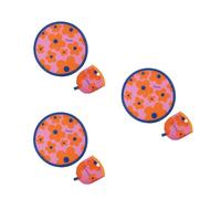 Fisura - Original Roun Folding Fan Flowers Handheld Foldable Fan. Pink and Orange Flower Frisbee. 3 Units. Portable for Parties. 20 cm.