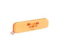Fisura Original Silicone Case Doesn't Give Me Life Beige Silicone Multi-Purpose Pencil Case Soft and Flexible Touch Table Pen Holder with Zipper. 20 cm x 5 cm