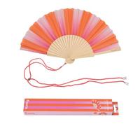 Fisura - Original Stripe Print Folding Fan, Modern and Colourful Folding Handheld Fan, Pink & Orange Design for Wedding, Rave, Festival - Includes Strap. Size: 42.5 x 23 cm