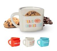 Fisura Original Tea is Hot Mug White Tea Cup with Biscuit Pocket Funny Breakfast Mug Modern Breakfast Cup 360 ml Capacity