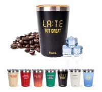 Fisura - Original Thermos Flask for hot Drinks, Thermal Coffee Travel Mug Leakproof, 310 of Capacity, Insulated Coffee Mug Made of Stainless Steel, Different Designs (Late, Black)