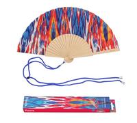 Fisura - Original Tropical Print Folding Fan, Modern and Colourful Folding Handheld Fan, Multicolour Design for Wedding, Rave, Festival - Includes Strap. Size: 42.5 x 23 cm