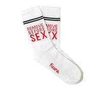 Fisura Original unisex "Remove before" white socks. Gift socks. Pair of high socks. Composition: cotton and polyester. One size fits all.