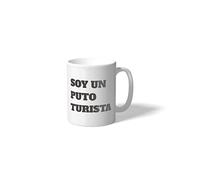 Fisura - Original White Mug. Funny Mug Soy un puto Turista - Mugs with Funny Sayings Large Breakfast - Capacity: 320 ml. Porcelain