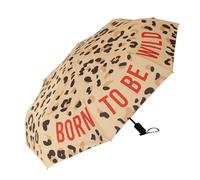 Fisura Original "Born to Be Wild" Leopard Folding Umbrella Women Small Automatic Travel Size Windproof 96cm Open Diameter