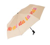 Fisura Original Folding Umbrella Doesn't Give Me Life Beige Small Automatic Travel Size Windproof 96cm Open Diameter, Beige Life