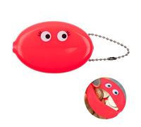 Fisura Oval Rubber Wallet Eyes Pink Retro Coin Purse with Chain Small Pocket Wallet Unisex Gift 1 Unit.