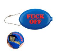Fisura Oval Rubber Wallet F*CK Off Dark Blue Retro Coin Purse with Chain Small Pocket Wallet Unisex Gift 1 Unit.
