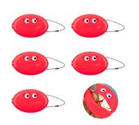 Fisura Oval Rubber Coin Purse Eyes Pink Retro Coin Purse with Chain Small Wallet for Pocket Unisex Wallet Gift Pack of 5