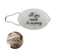 Fisura Oval Rubber Wallet All You Need White Retro Coin Purse with Chain Small Pocket Wallet Unisex Gift 1 Unit.
