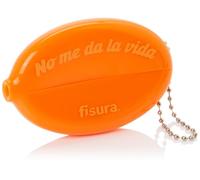 Fisura Oval Rubber Wallet Doesn't Give Me Life Orange Retro Coin Purse with Chain Small Pocket Wallet Unisex Gift 1 Unit.