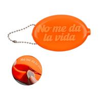 Fisura Oval Rubber Wallet Doesn't Give Me Life Orange Retro Coin Purse with Chain Small Pocket Wallet Unisex Gift 1 Unit.