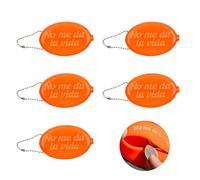 Fisura Oval Rubber Wallet Doesn't Give Me Life Orange Retro Coin Purse with Chain Small Wallet Pocket Unisex Wallet Gift Pack of 5