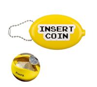 Fisura Oval Rubber Wallet Insert Coin Yellow Retro Coin with Chain Small Wallet for Pocket Unisex Gift 1 Unit.