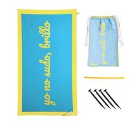 Fisura - Oversized Beach Towel Yo no sudo brillo Lightweight blue and yellow microfiber towel for the pool, beach, camping, or picnic. Sand-proof. Quick-dry. 180 x 100 cm