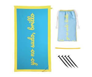 Fisura - Oversized Beach Towel Yo no sudo brillo Lightweight blue and yellow microfiber towel for the pool, beach, camping, or picnic. Sand-proof. Quick-dry. 180 x 100 cm