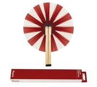 Fisura - Paper Japanese Folding Fan with Red & White Stripes, Original Foldable Fan, White & Red, Wedding Favours for Guests, Party or Ceremony Gift, 1 Unit